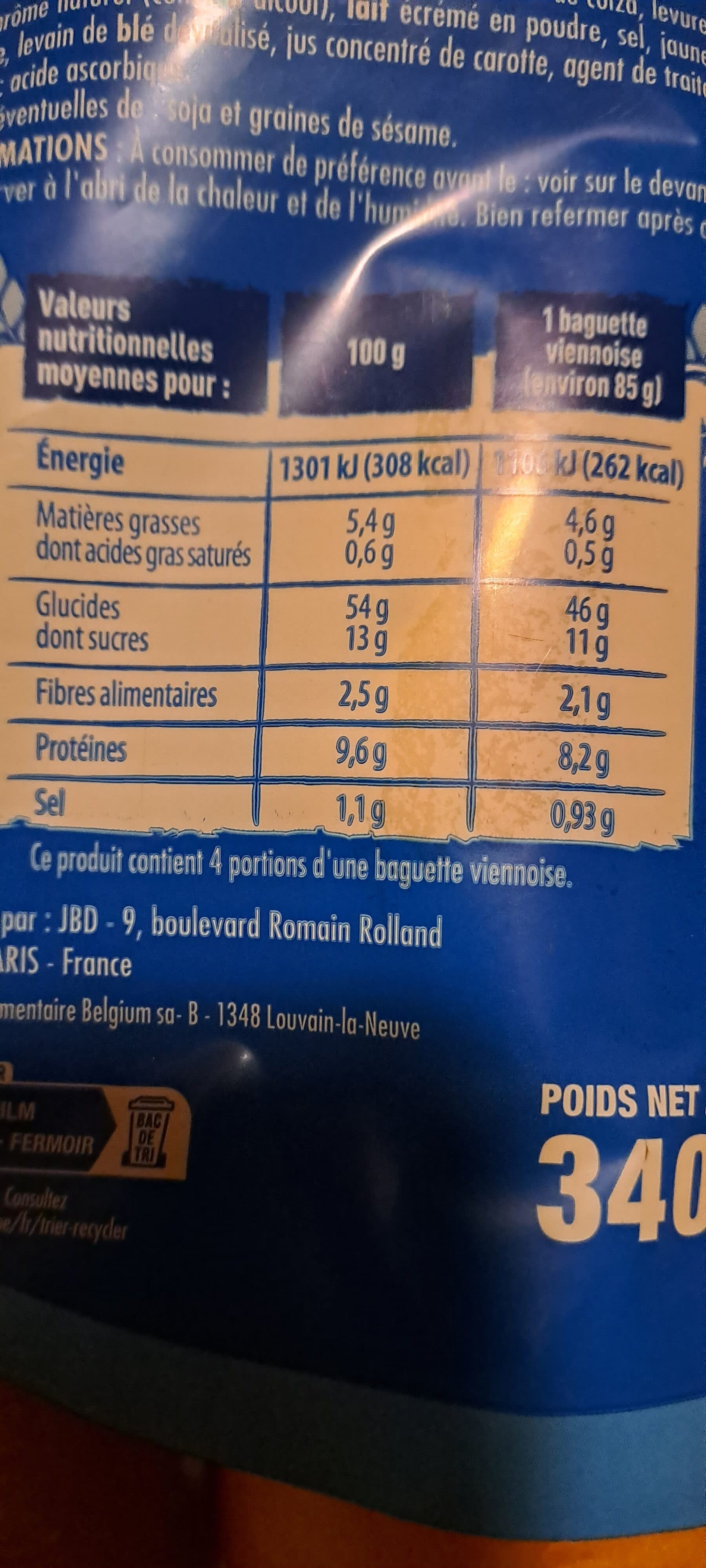 Chabrior Baguettes viennoises x 4 - 340g packshot