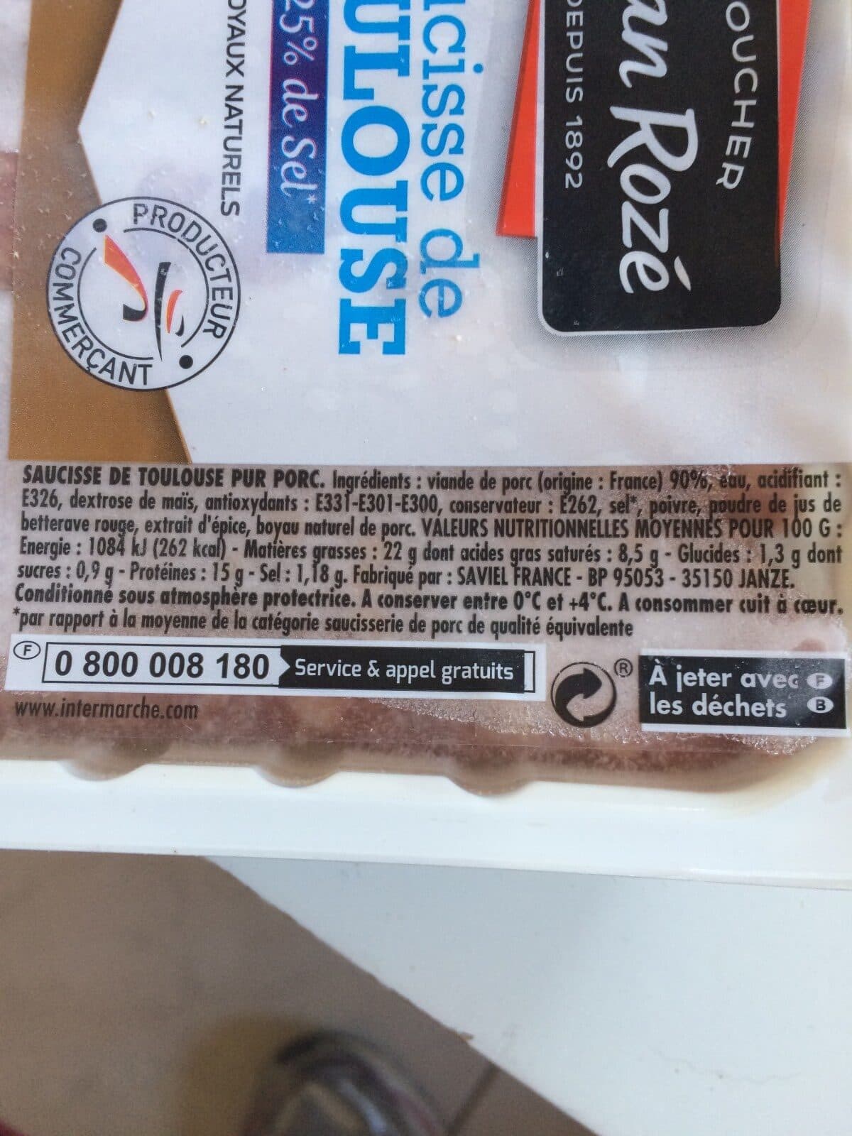 Jean Rozé Saucisse de toulouse packshot