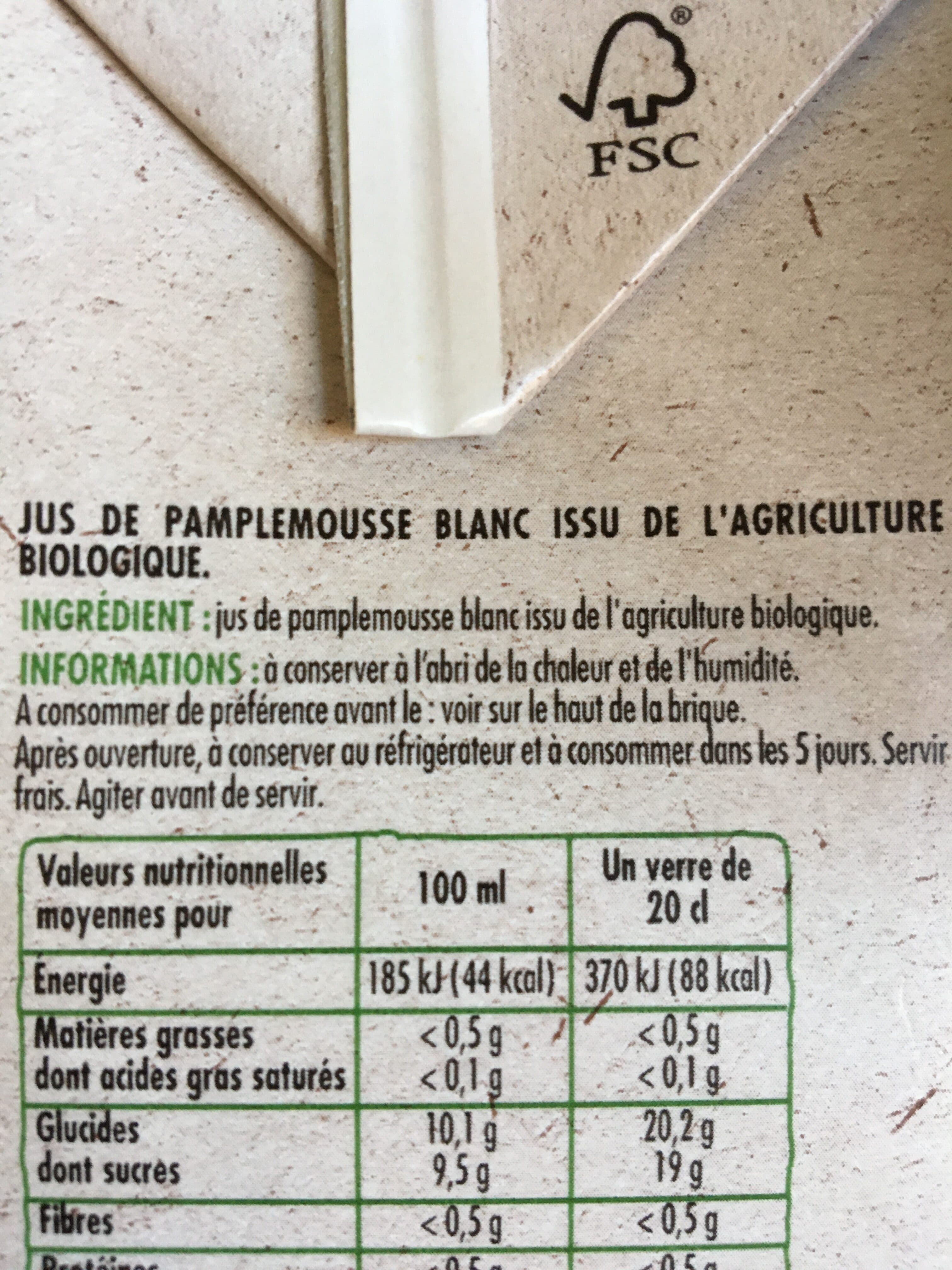 Paquito Pj pamplemousse blanc bio brique 75cl packshot