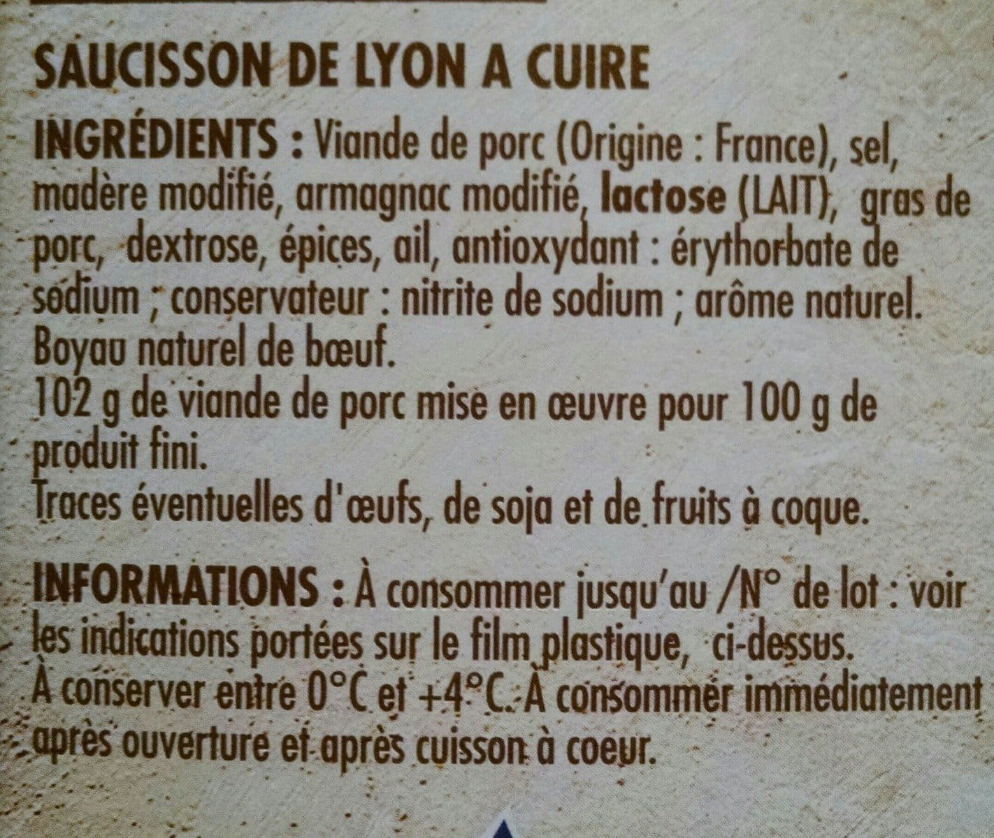 Open Food Facts Véritable saucisson de Lyon à cuire packshot
