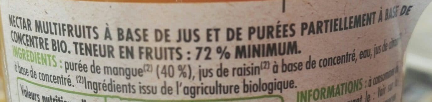 Paquito Nectar de mangue Bio - NECTAR MULTIFRUITS BIO TENEUR EN FRUITS : 72% MINIMUM. packshot