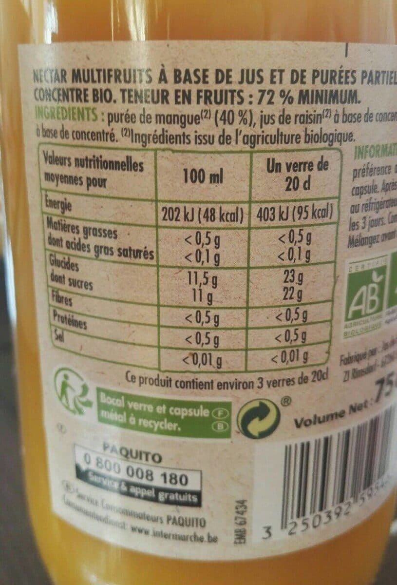 Paquito Nectar de mangue Bio - NECTAR MULTIFRUITS BIO TENEUR EN FRUITS : 72% MINIMUM. packshot