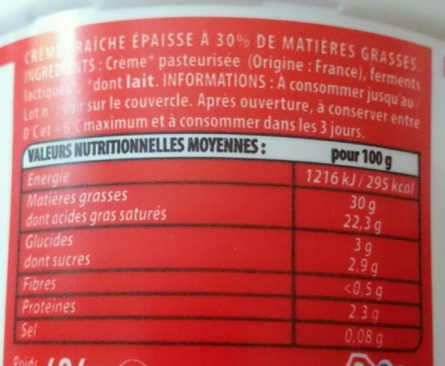 Intermarché Crème fraîche épaisse entière 30% mg packshot