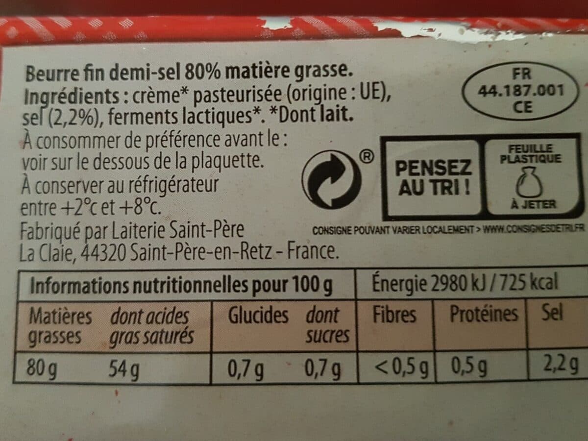 Open Food Facts Beurre moulé demi-sel packshot