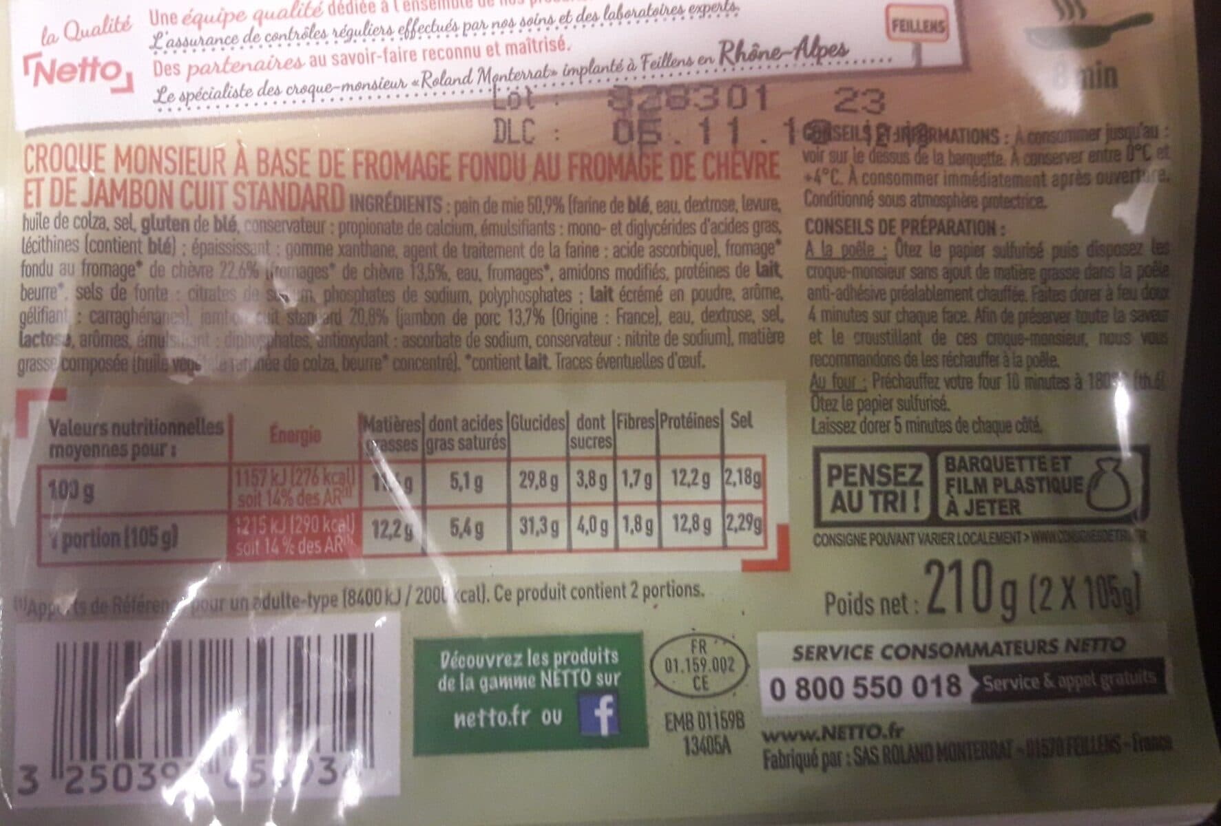 Netto Croque monsieur chevre jambon packshot