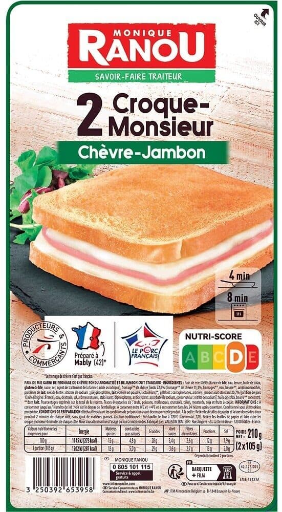 Monique ranou Croque monsieur chevre jambon packshot