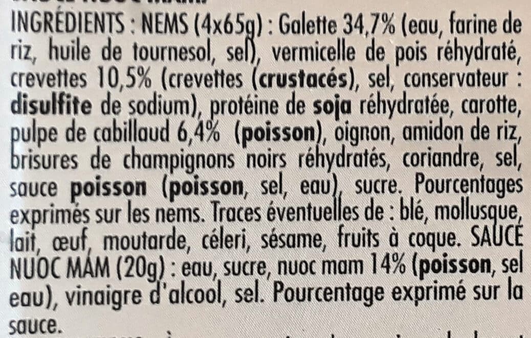 Itinéraire des Saveurs NEMS CREVETTES Cabillaud (65g) 280g packshot