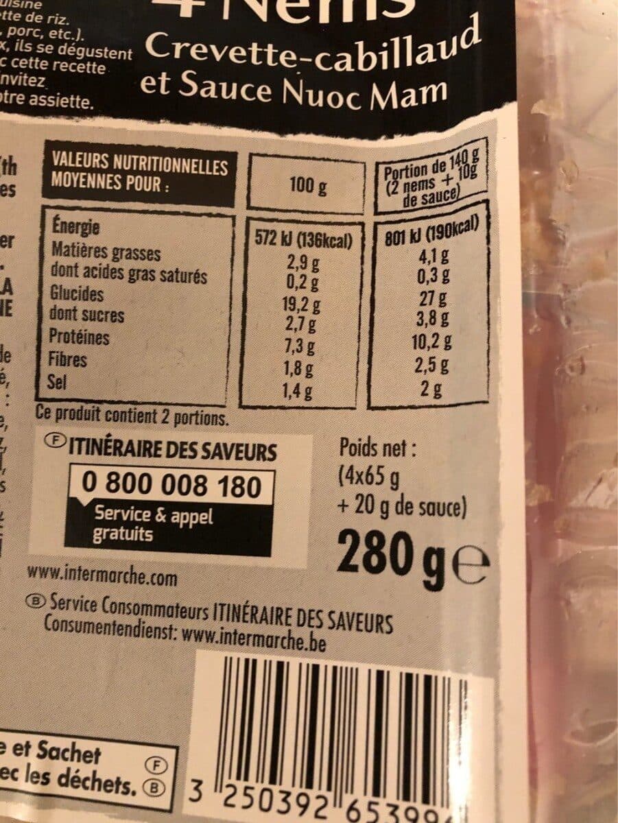 Itinéraire des Saveurs NEMS CREVETTES Cabillaud (65g) 280g packshot