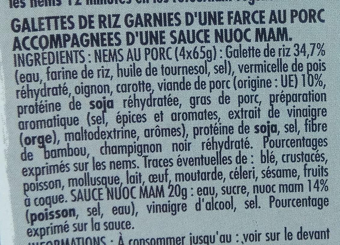 Intermarché Nems porc et sauce nuoc mam packshot