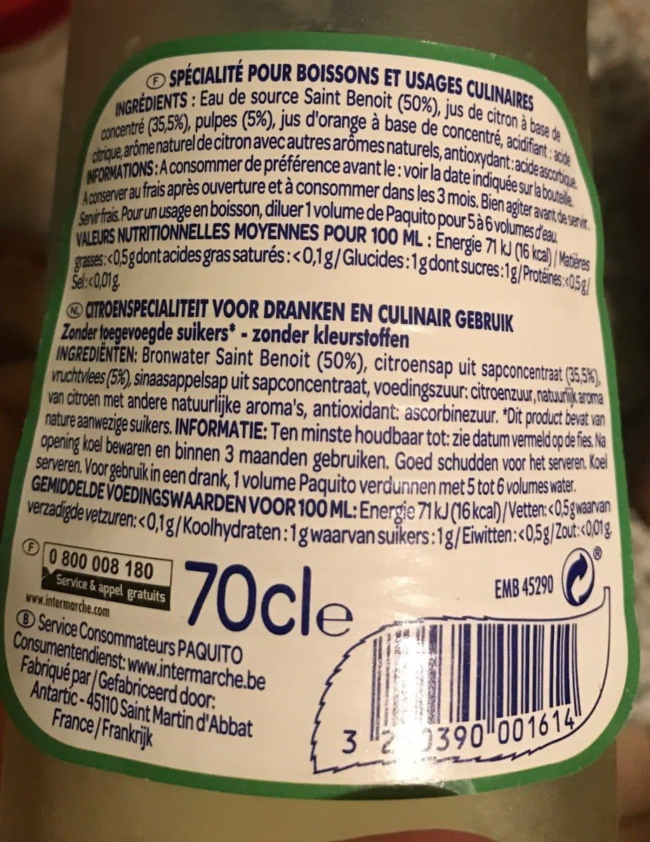 Open Food Facts Citron à diluer packshot