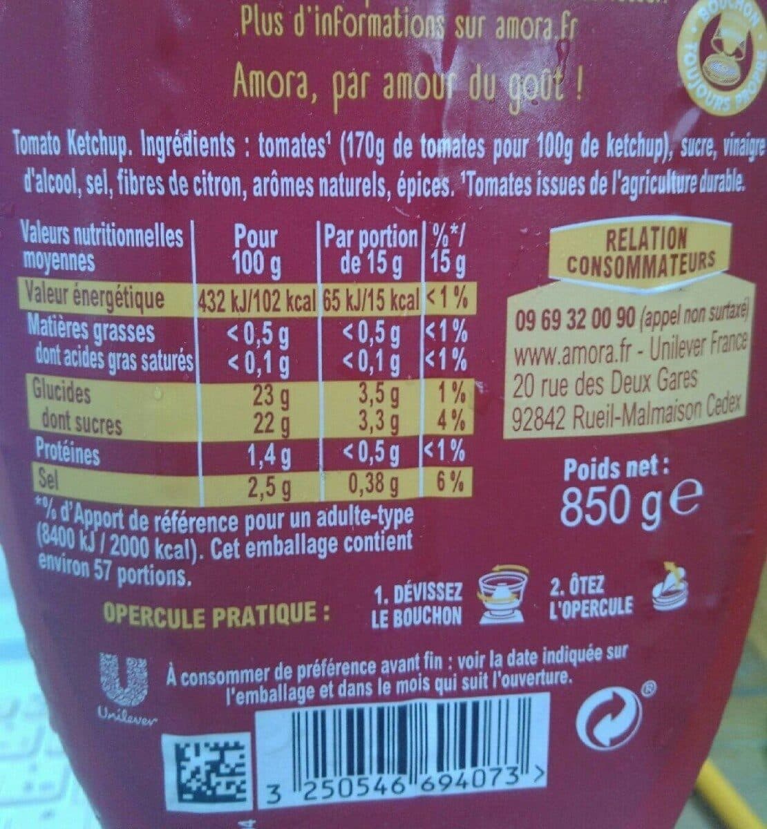Amora Amora Ketchup Nature Flacon Souple 850g packshot