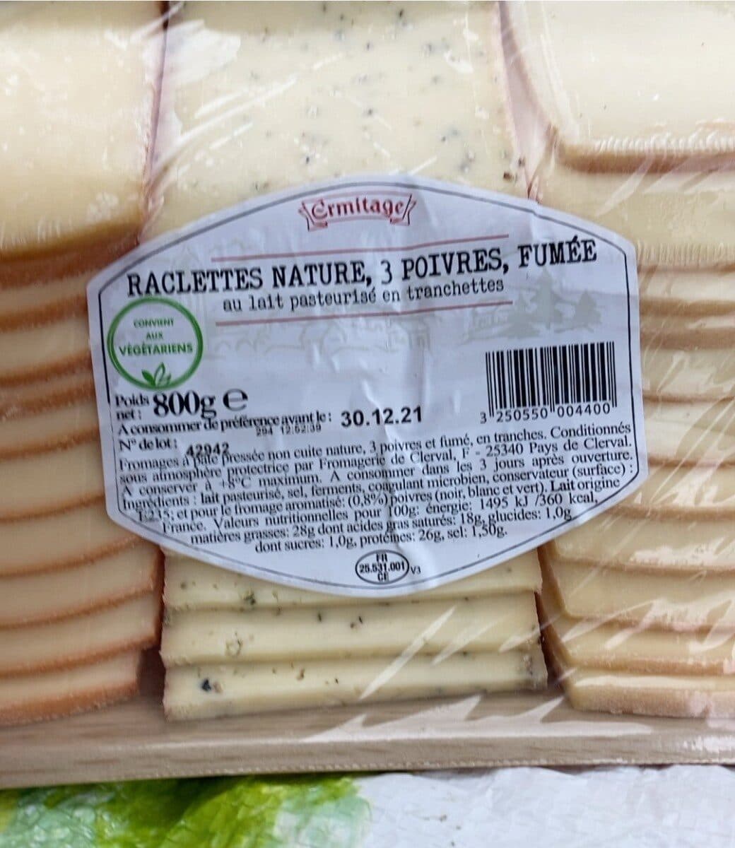 Ermitage Raclette nature, 3 poivres,fumee packshot