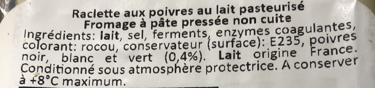 FTRECAL Raclette aux poivres au lait pasteurisé packshot