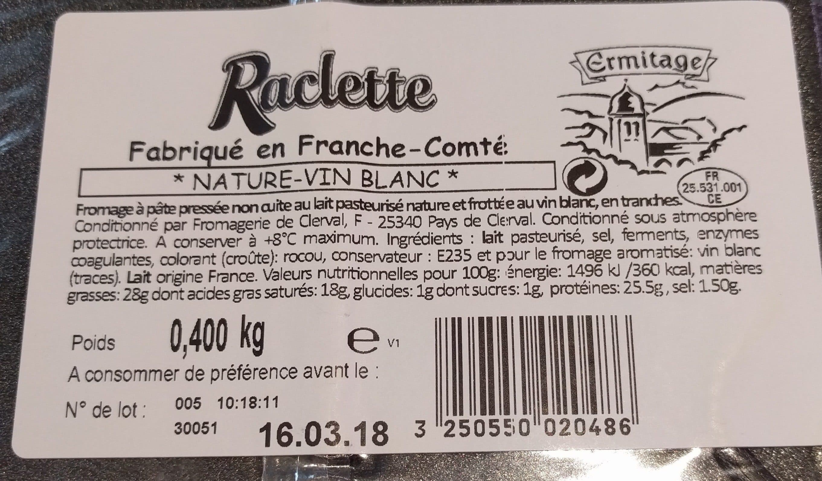 Ermitage Fromage à raclette packshot