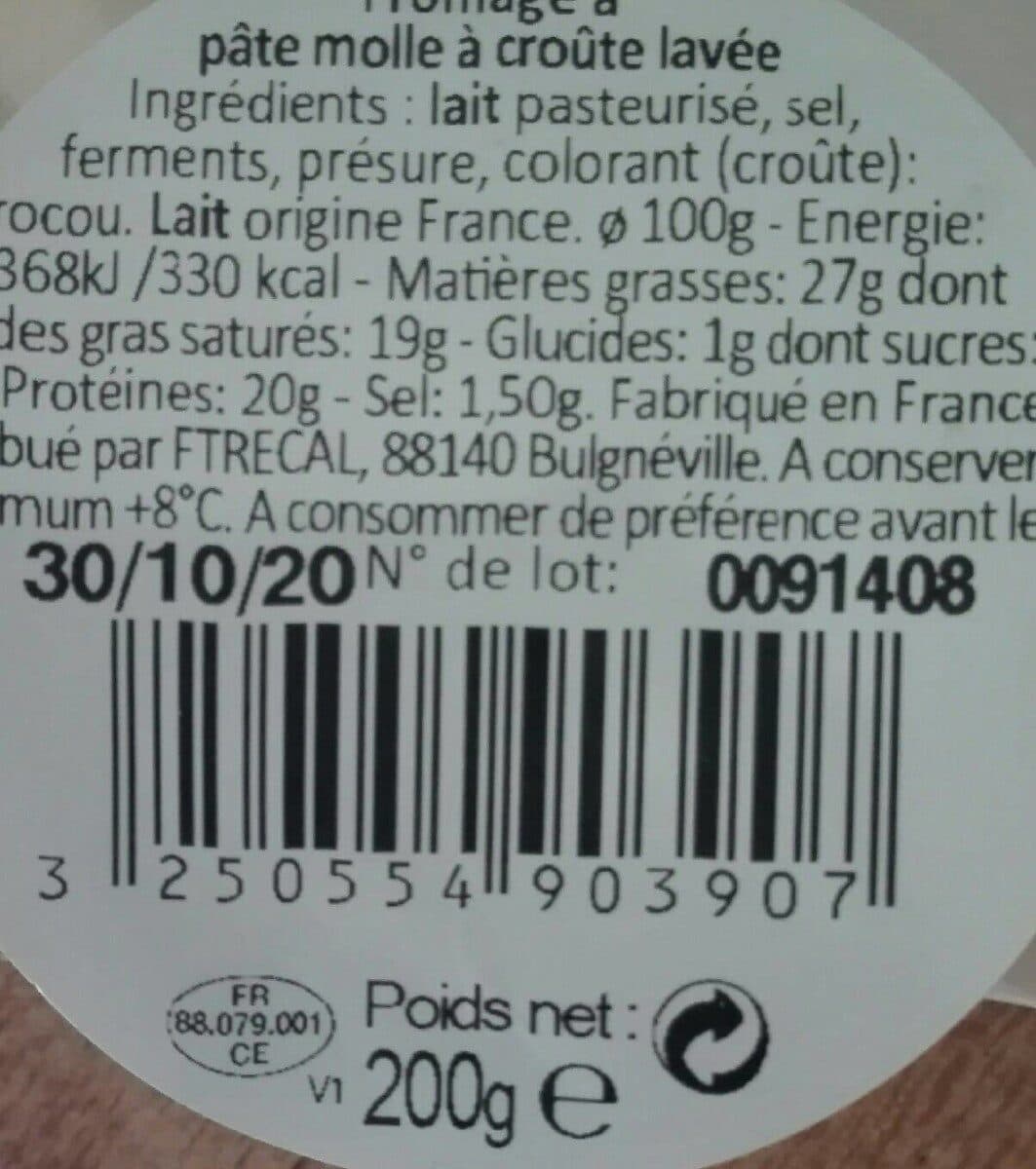 Intermarché Fromage a pate molle a croute lavee packshot