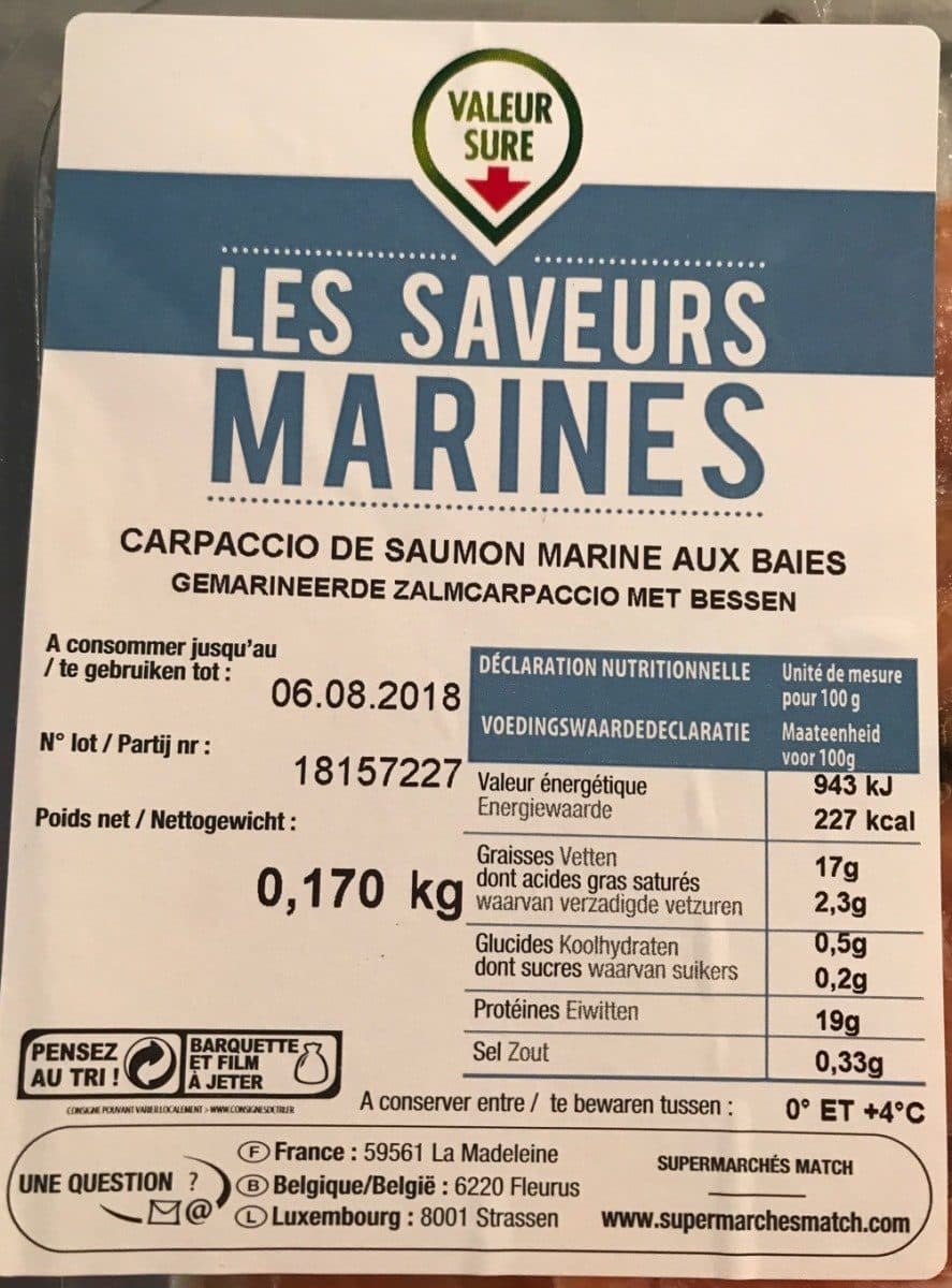 Open Food Facts Carpaccio de saumon packshot
