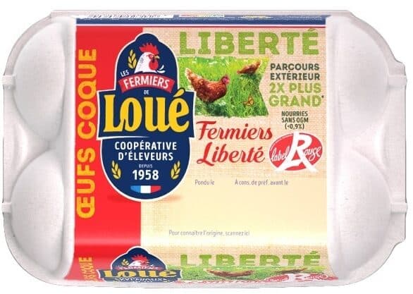 Fermiers de Loué 6 œufs coque fermiers label rouge de packshot