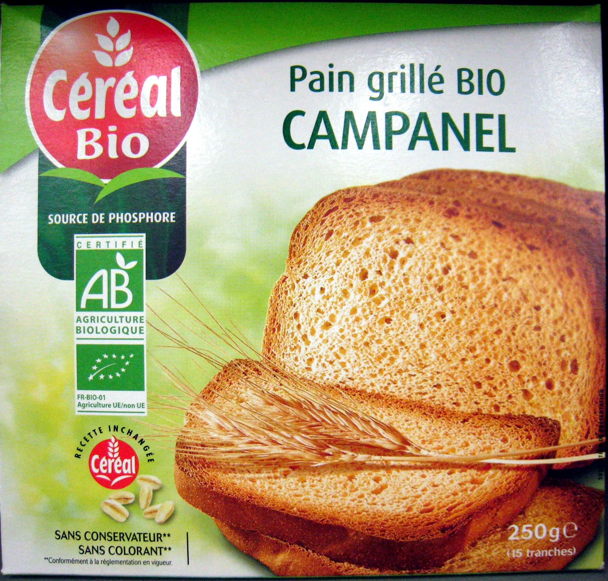 Céréal Bio Pain grillé Bio Campanel packshot