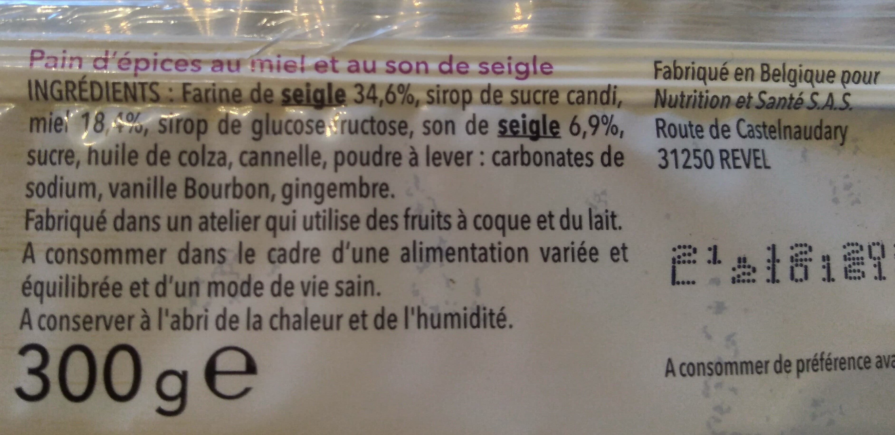 Gerblé Pain d'Épices Miel & Son de Seigle packshot