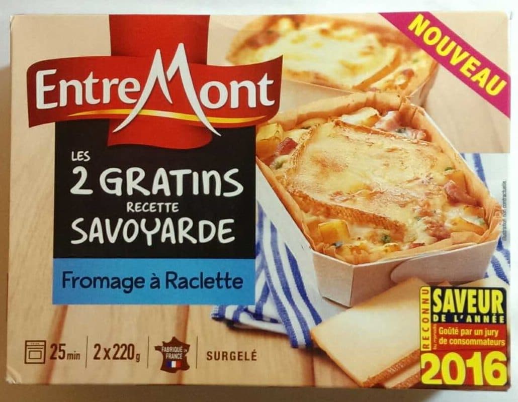 Entremont Les 2 gratins recette savoyarde, fromage à raclette packshot