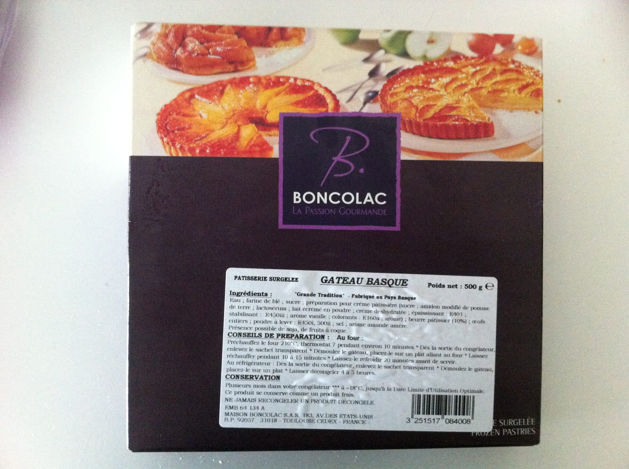 Boncolac Gâteau Basque packshot