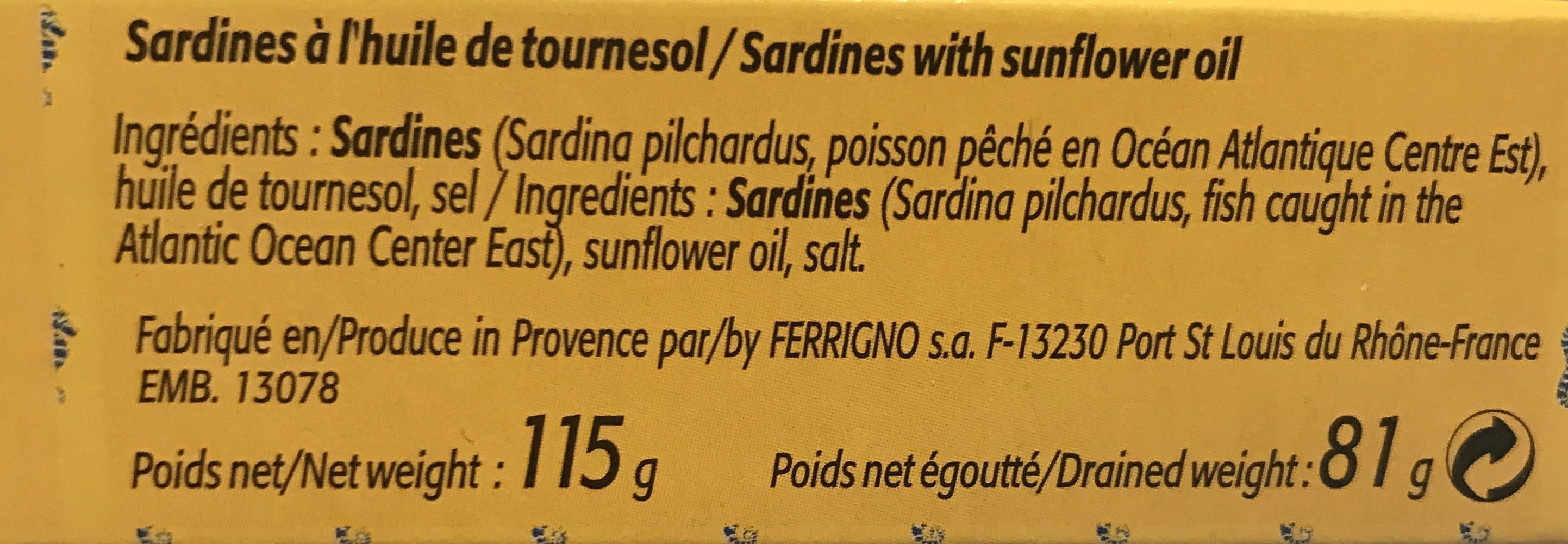 Lou Ferrignade Sardines à l'huile de tournesol packshot