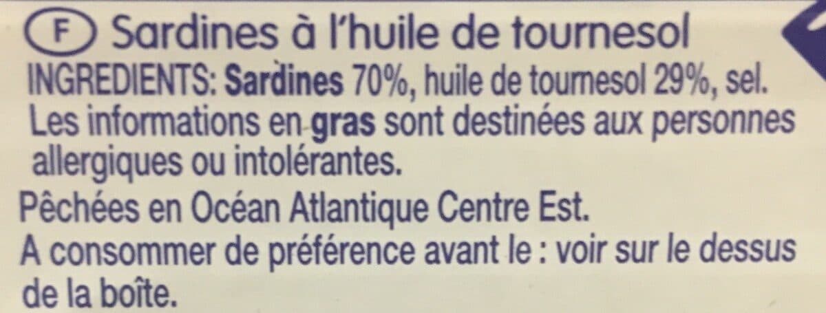 Open Food Facts Sardine a l'huile de tournesol packshot