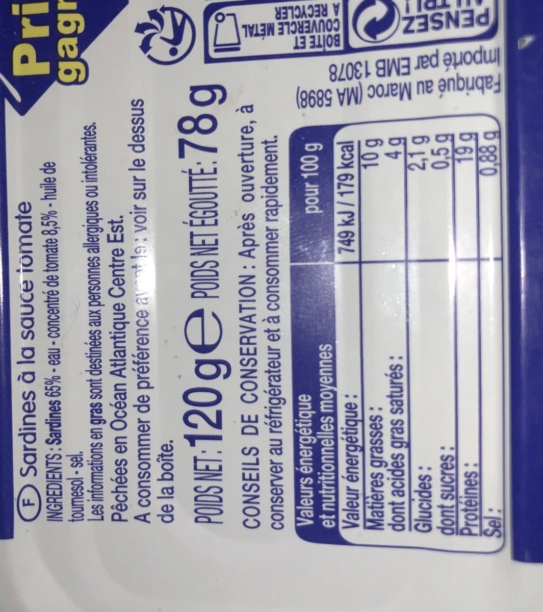 Open Food Facts Sardine à la sauce tomate packshot