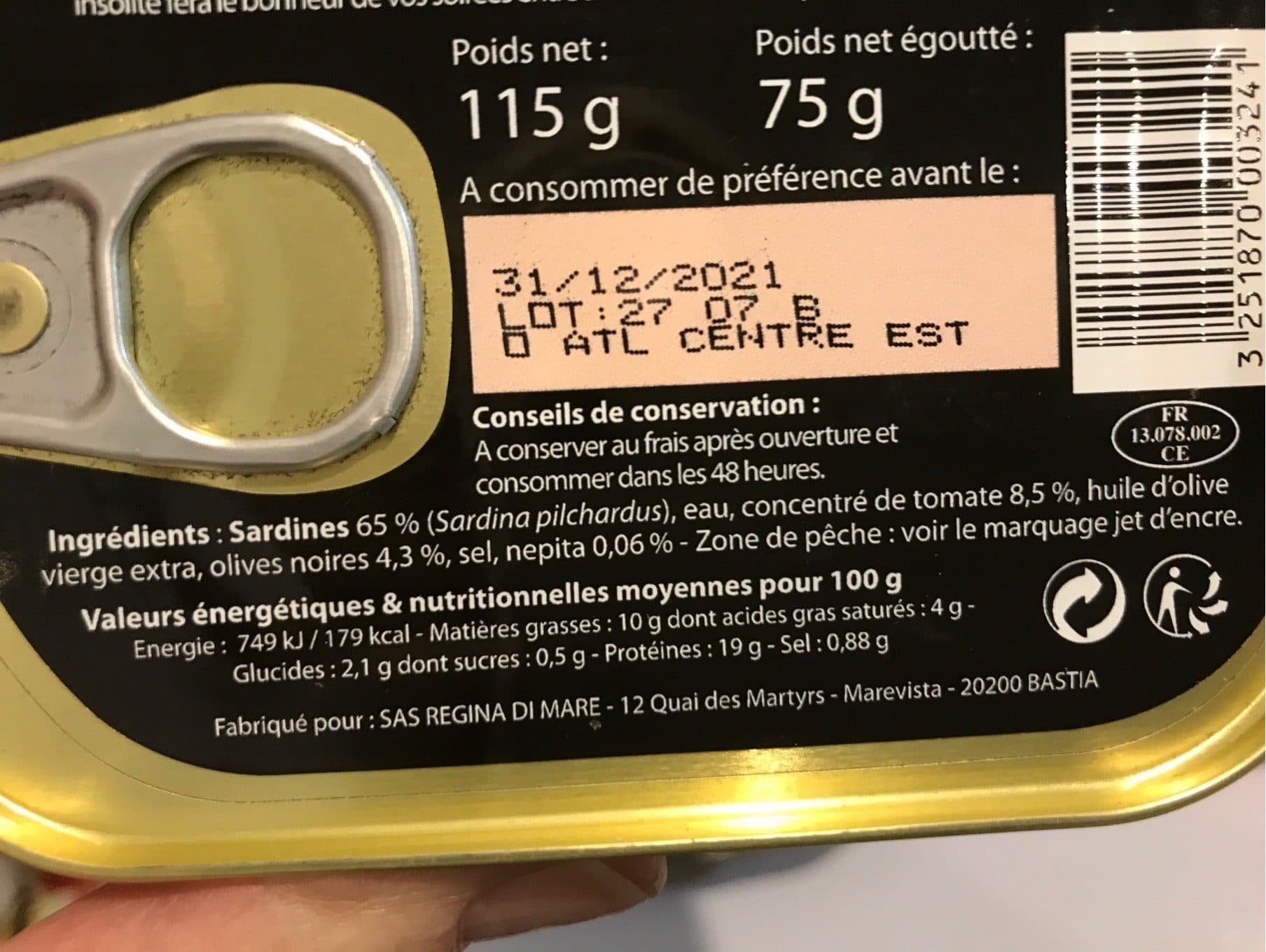 Regina Di Mare Sardines à la nepita corse packshot