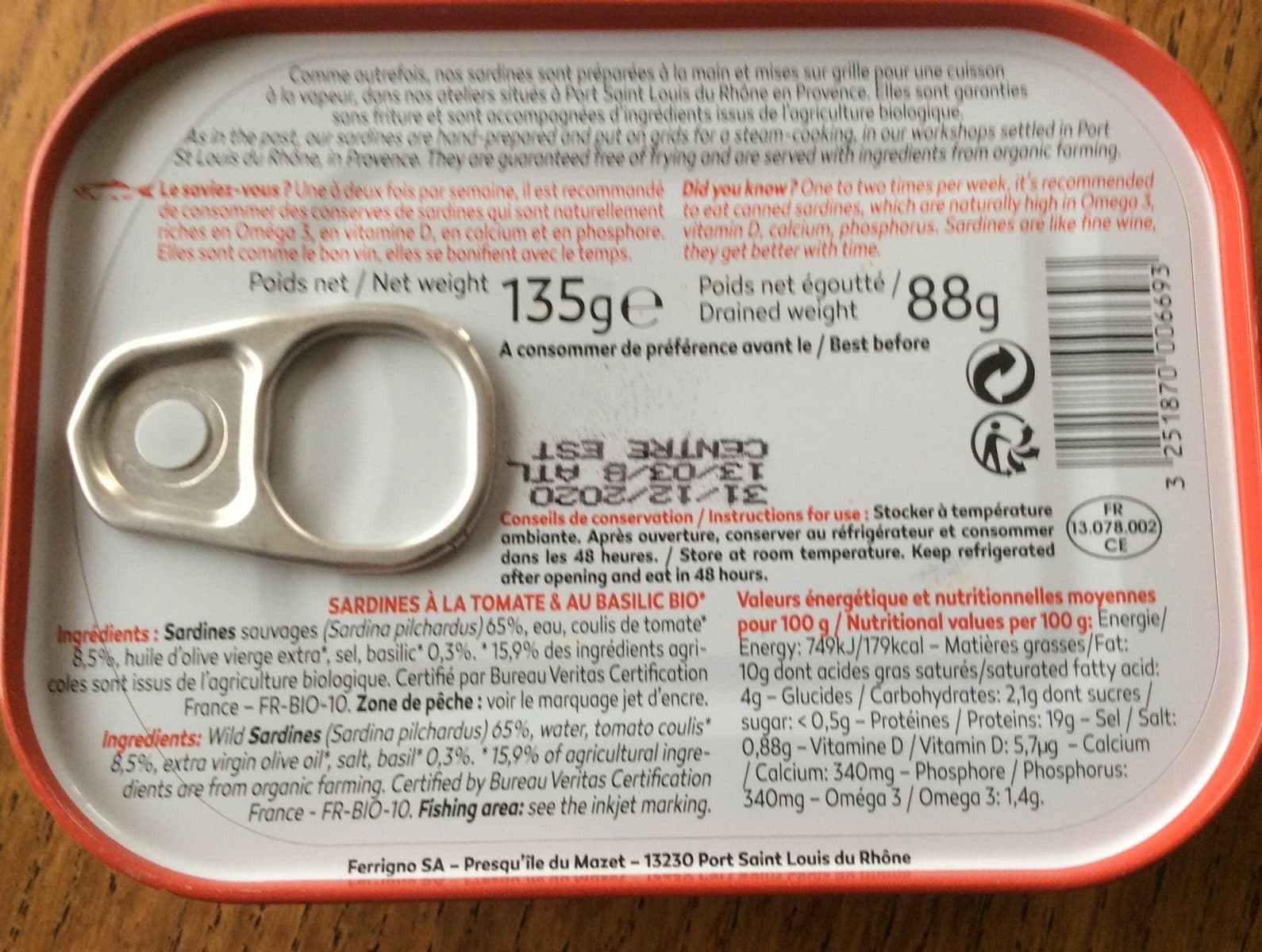 La Bonne Mer Sardines à la tomate et au basilic packshot