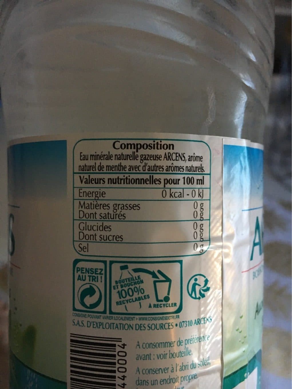 Arcens Boisson à l'eau minérale gazeuse aux arômes naturels de menthe packshot
