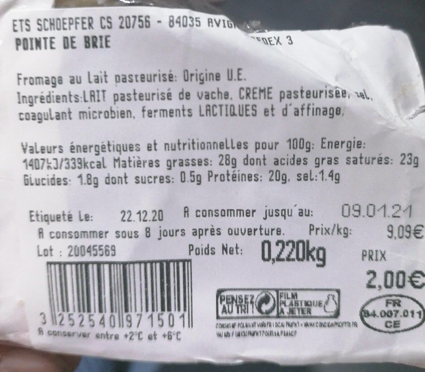 Ets Schoepfer Pointe de Brie packshot