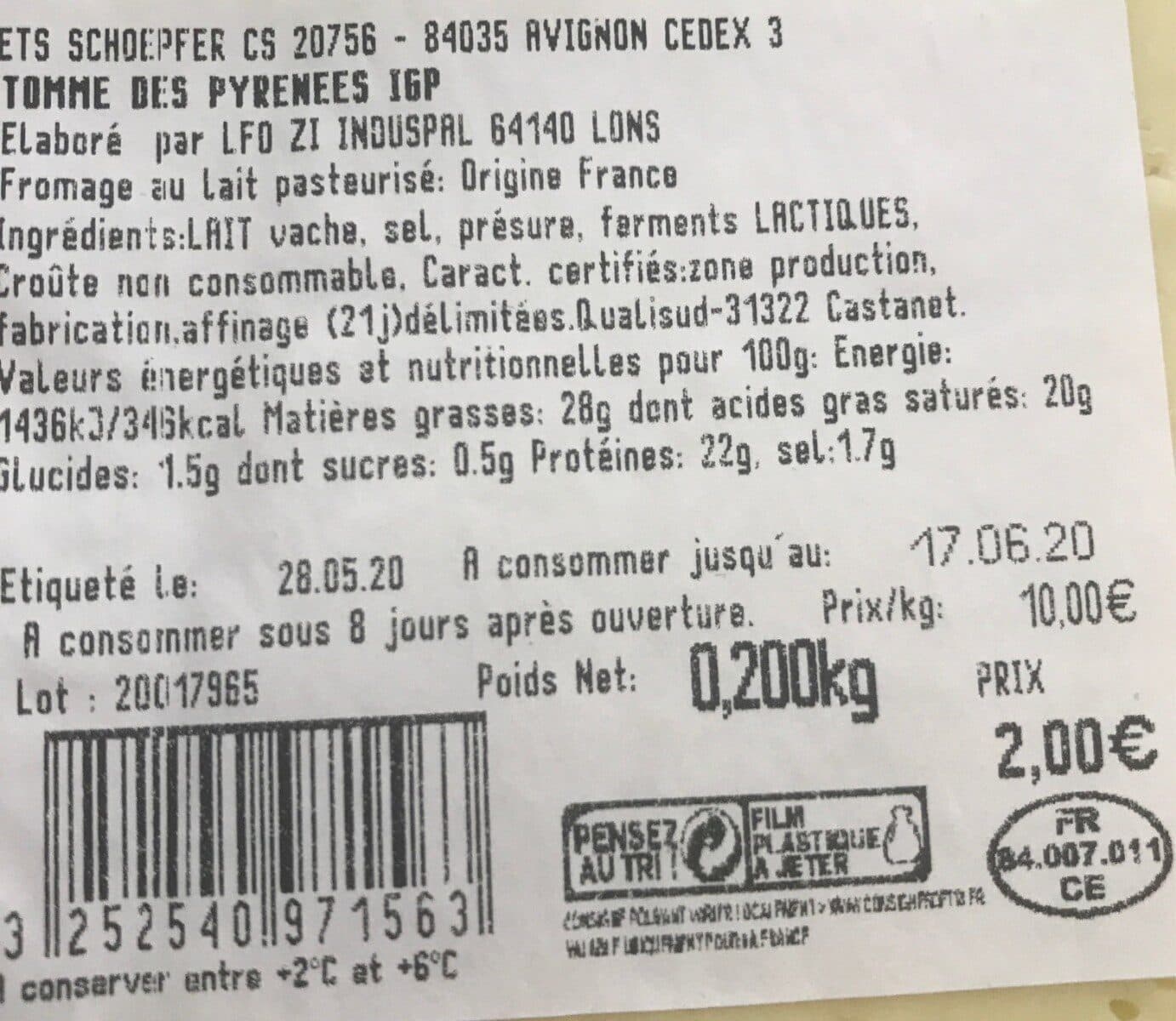 Ets Schoepfer Tomme des Pyrénées packshot