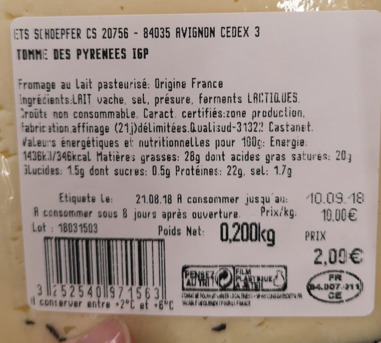 Ets Schoepfer Tomme des Pyrénées packshot
