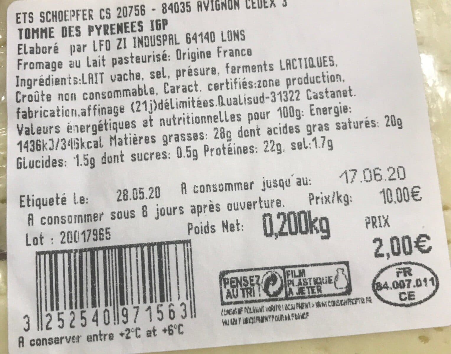 Ets Schoepfer Tomme des Pyrénées packshot