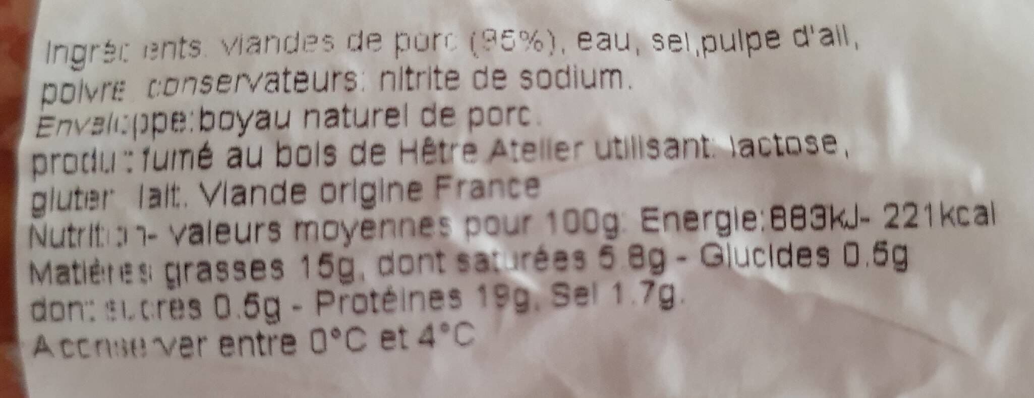 Charles Keller Saucisson Paris fumé KELLER la pièce de 220g packshot