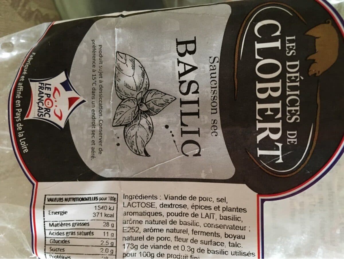 Open Food Facts Saucisson sec Basilic packshot
