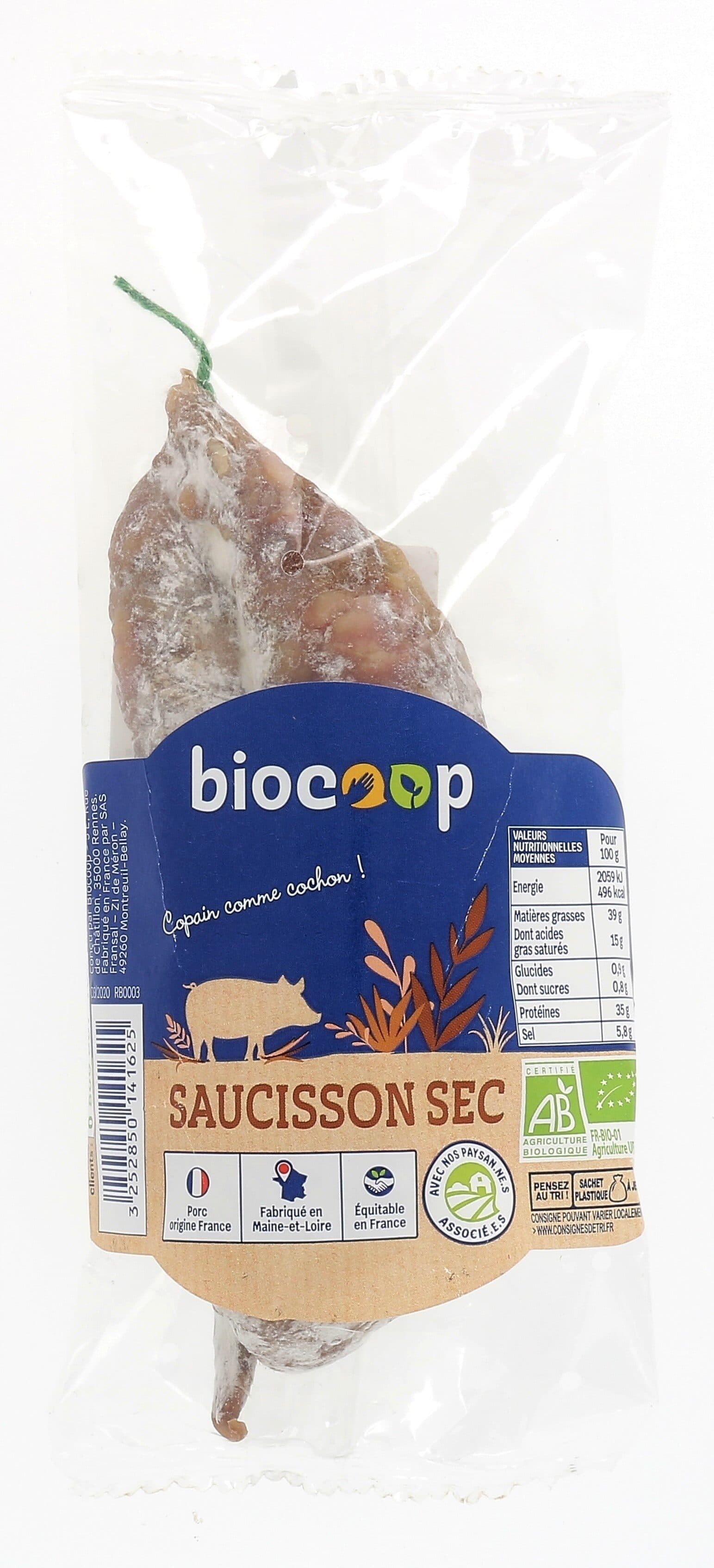 Biocoop Saucisson sec pur porc packshot