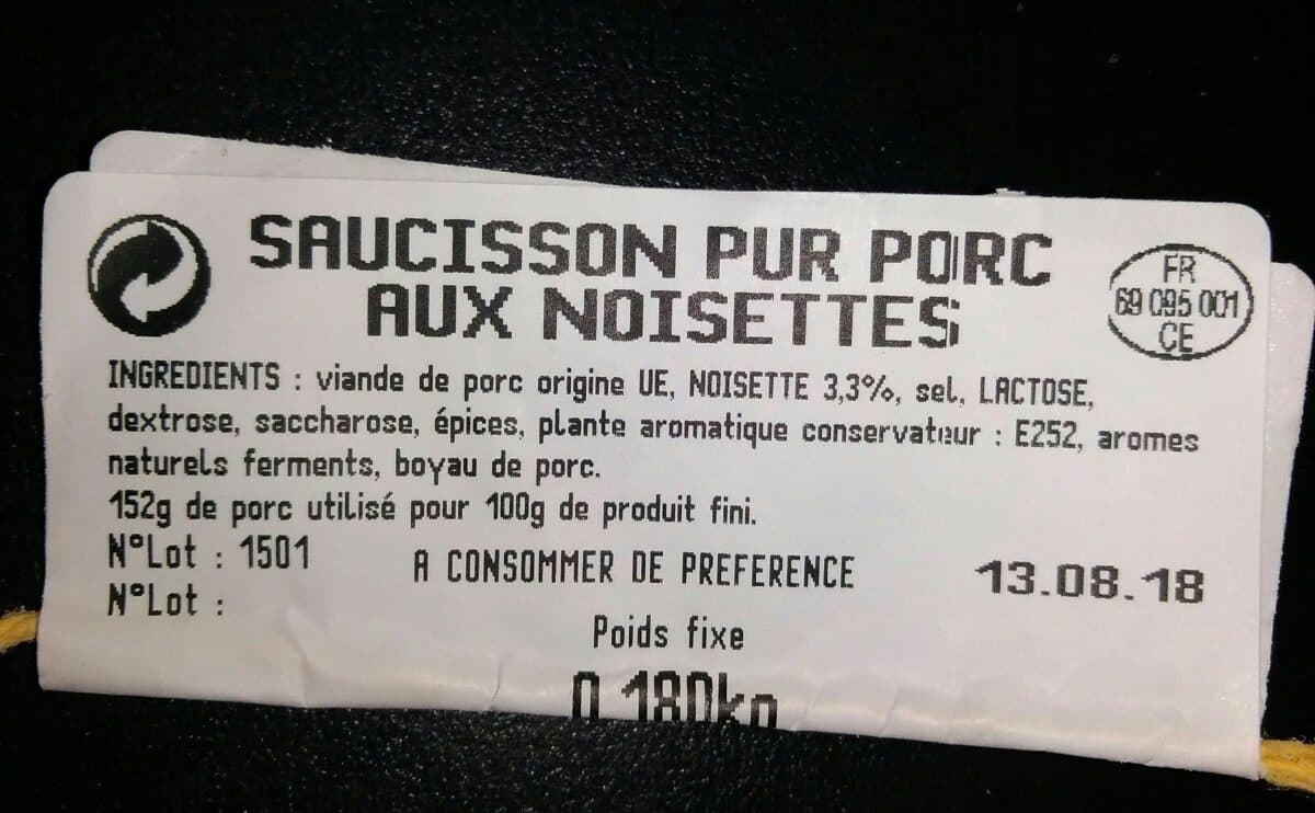 Open Food Facts Saucisson Pur Porc Noisettes packshot