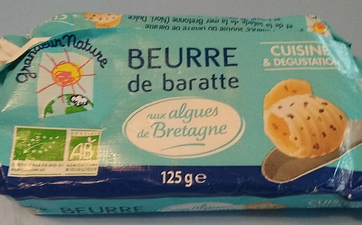 Grandeur Nature Beurre de baratte biologique aux algues de Bretagne packshot