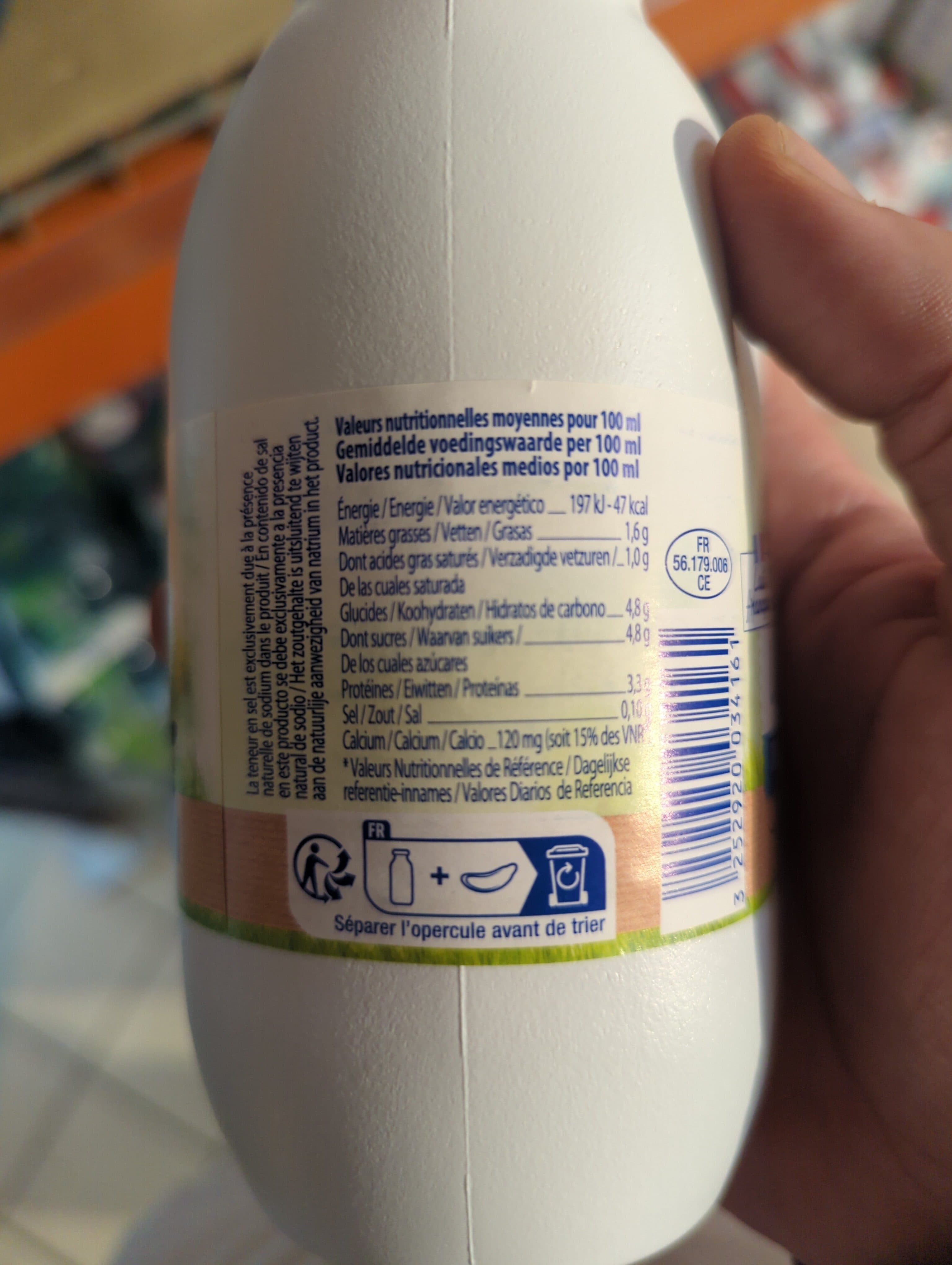 Grandeur Nature Lait bio demi écrémé packshot