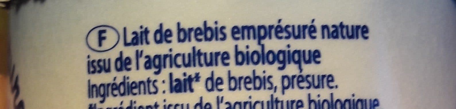 Grandeur Nature Caillé au lait de brebis Bio nature packshot