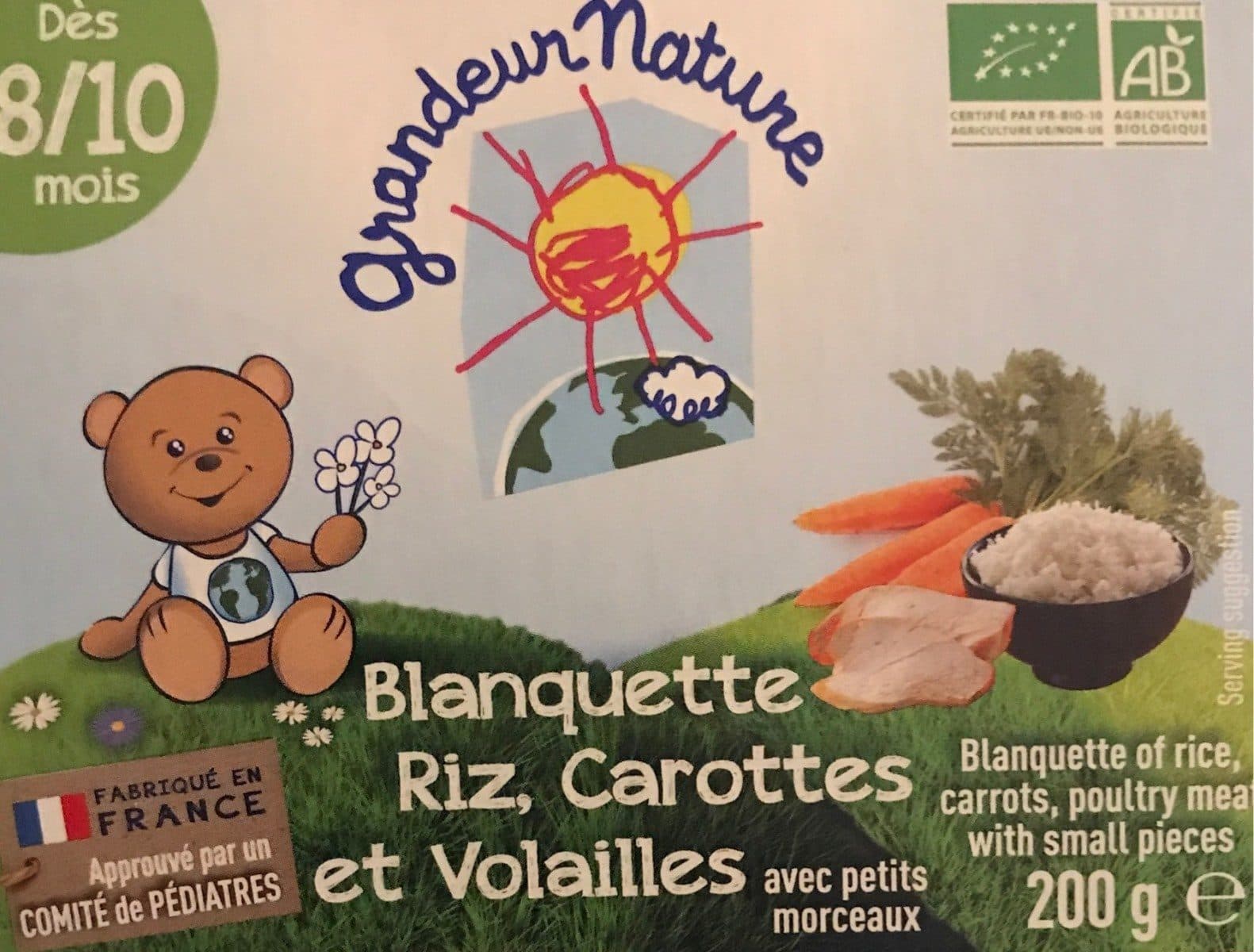 Grandeur Nature Blanquette, riz, carottes et volailles avec petis morceaux packshot