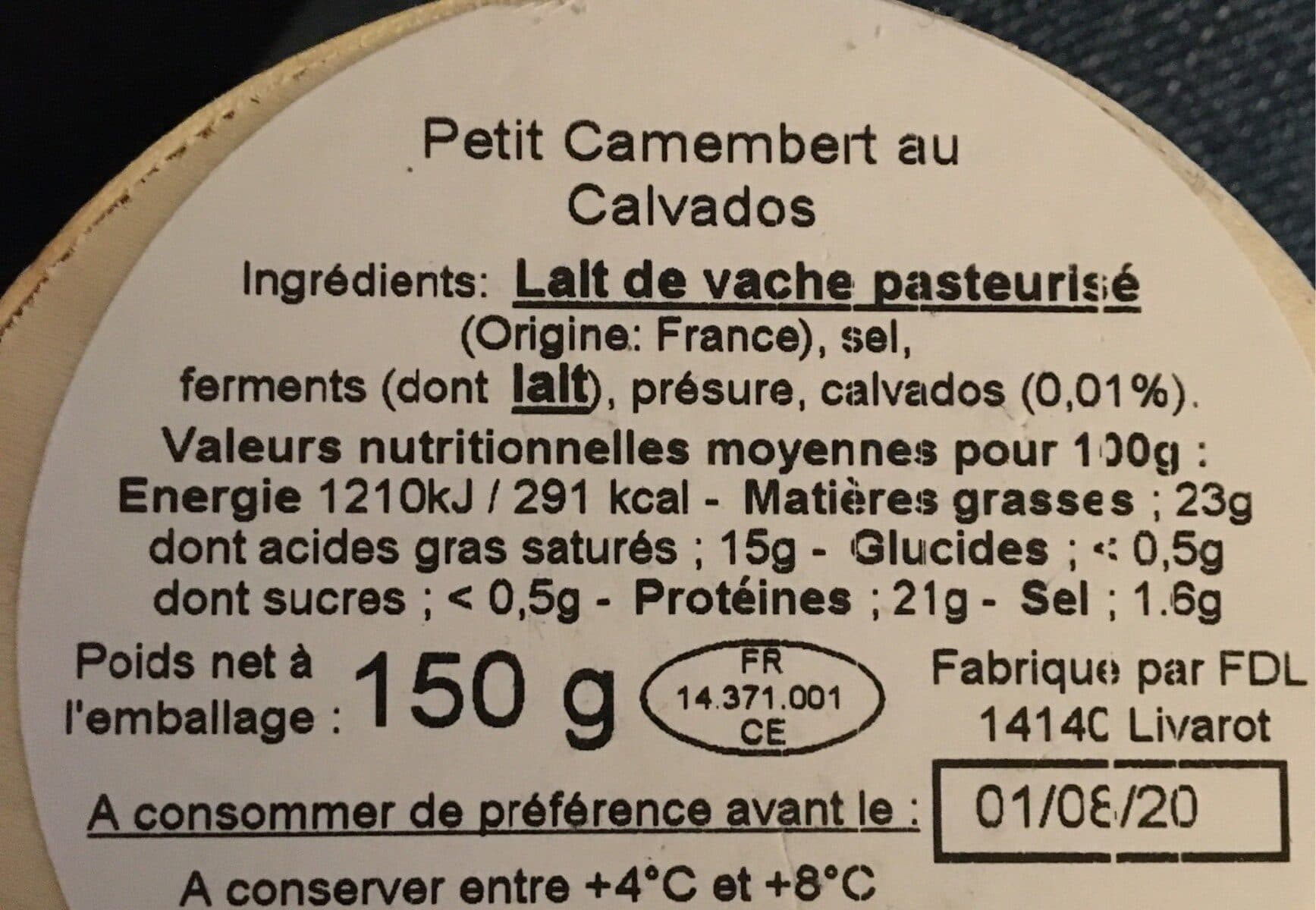 Petit Camembert Pt camembert calvados Tradition de Normandie lp 23%MG packshot
