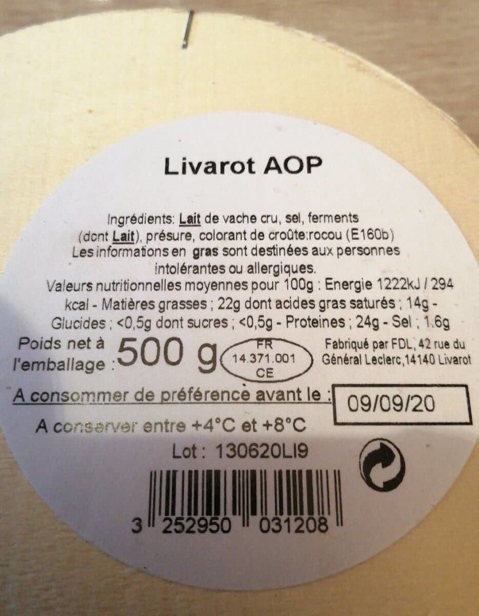 GRAINDORGE Livarot 45 % Aoc Laîches Naturelles Lait Cru packshot