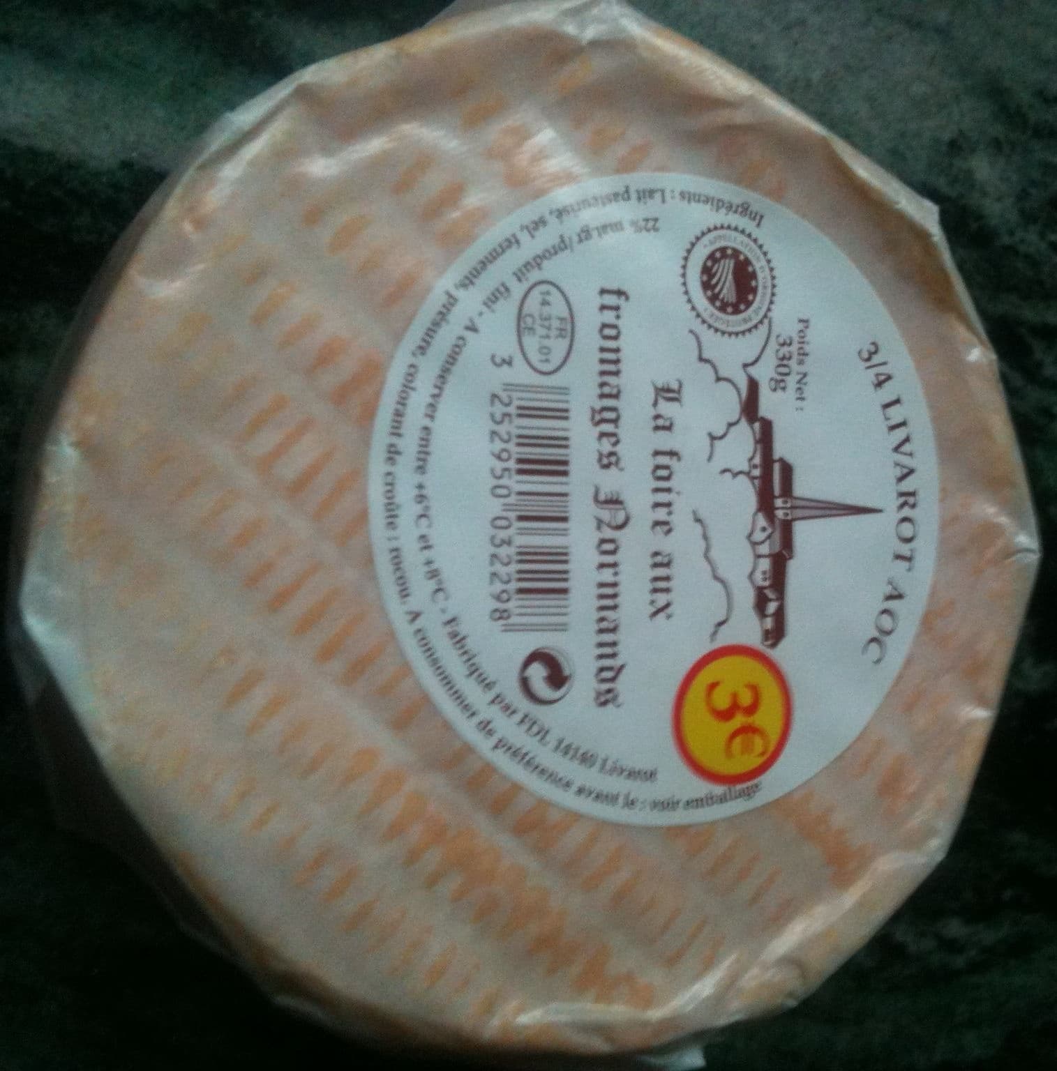 La foire aux fromages Normands 3/4 Livarot AOP (22 % MG) packshot