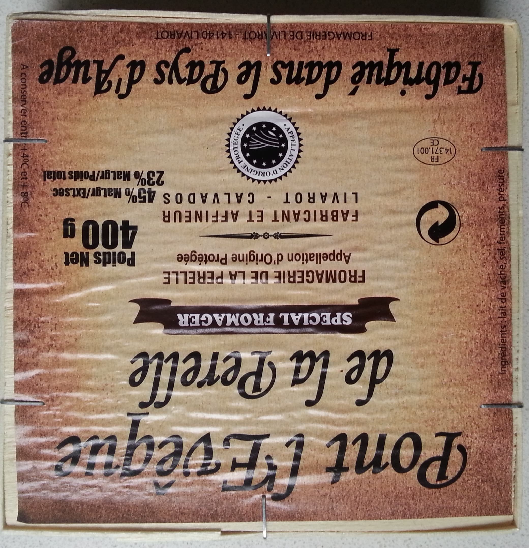 Fromagerie de la Perelle Pont l'Évêque de la Perelle spécial fromager (23% MG) packshot