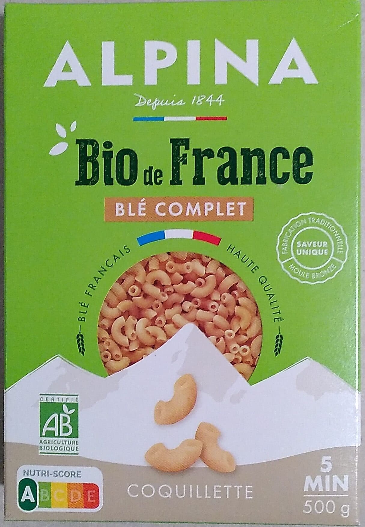 Alpina Coquillette blé complet packshot