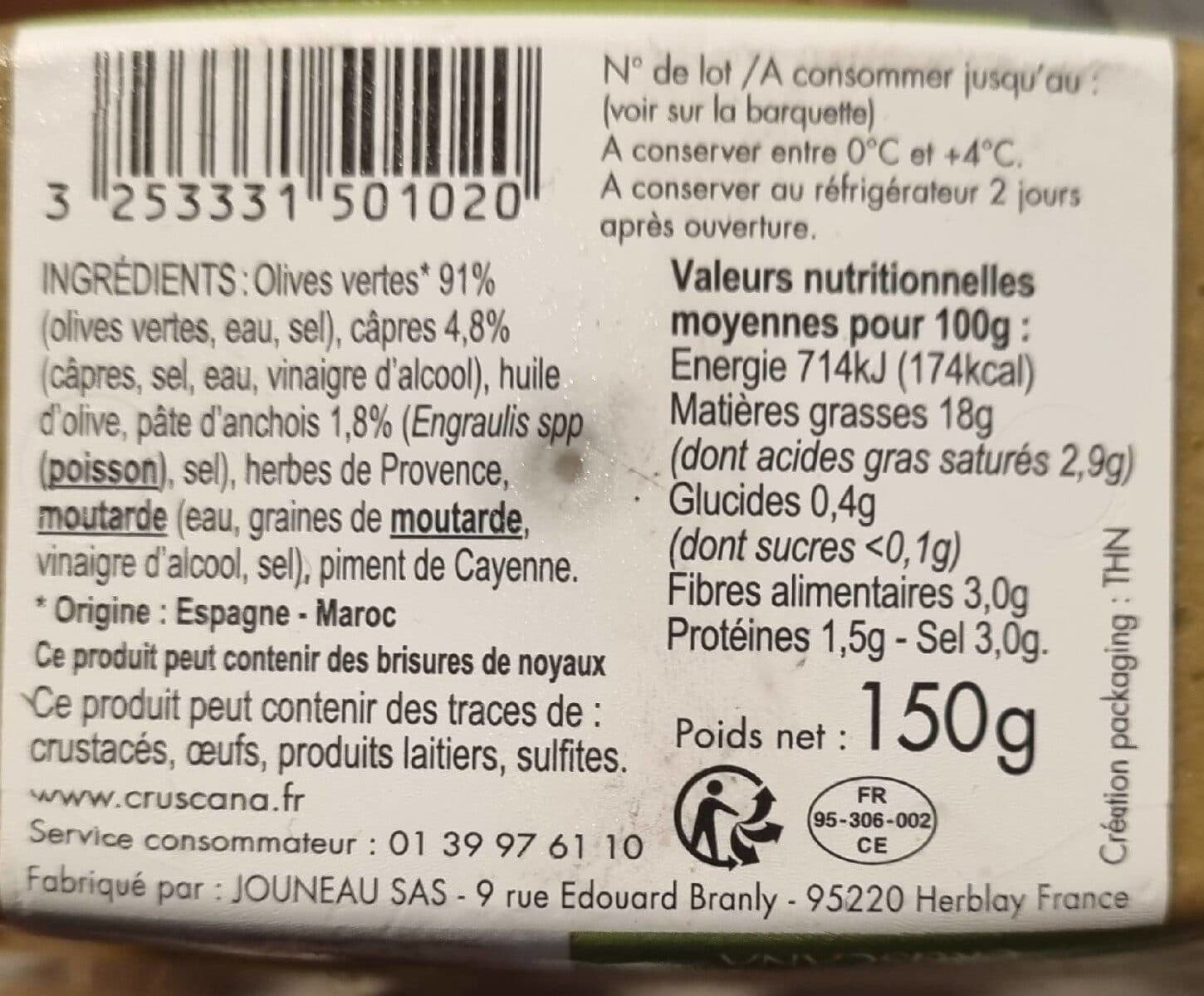 Cruscana Tapenade verte packshot