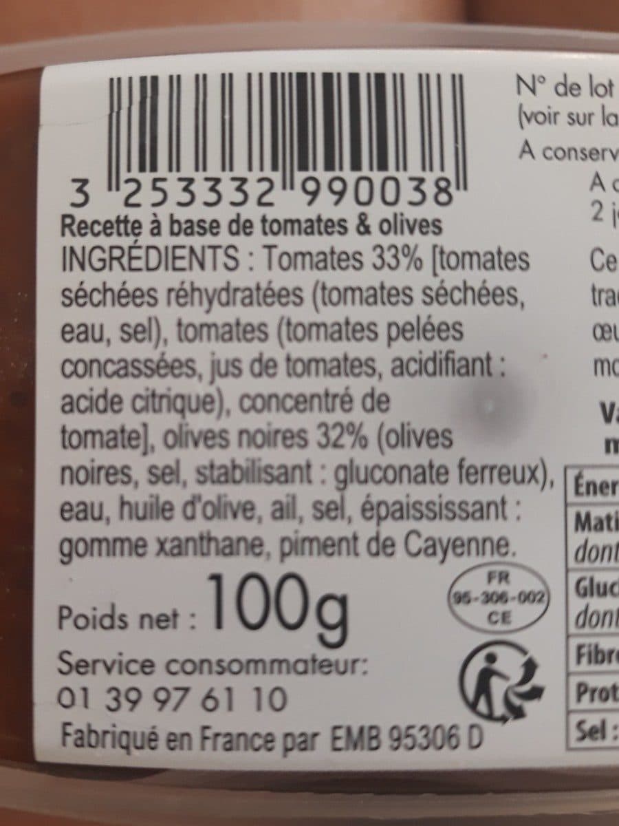 Open Food Facts Tomate et olives packshot